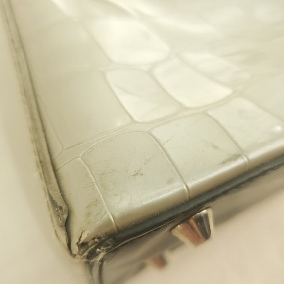 Beijo Womens Taupe Crocodile Textured PU Leather Double Handles Shoulder Bag - Picture 2 of 15